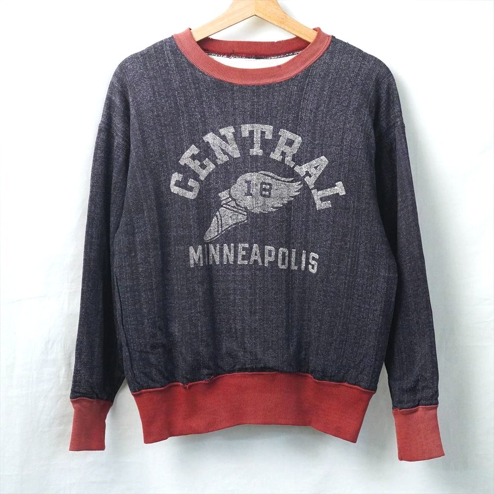 40s50s ビンテージ Champion チャンピオン CENTRAL 18 カレッジ スウェット コットン レーヨン ジャージ ツートン ウイングフット_画像2