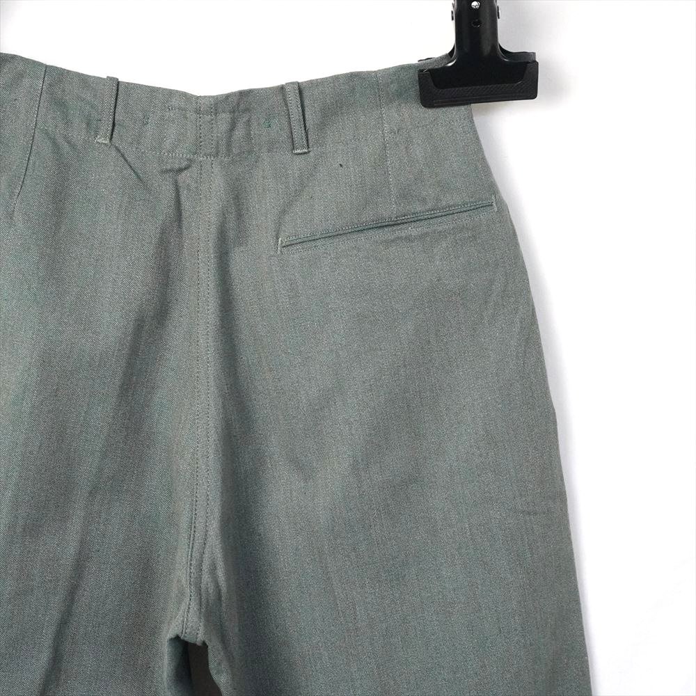 40s50s Vintage military Sweden army green Denim trousers plizna- pants dead stock 44