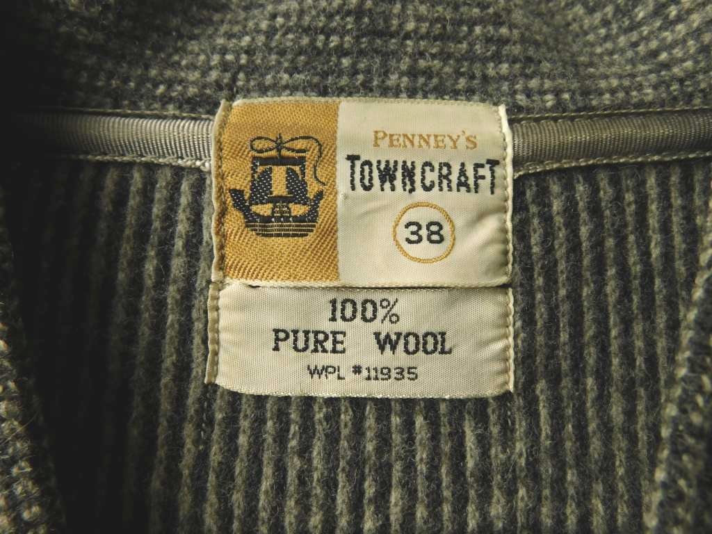 40s50s60s Vintage TOWNCRAFT Town craft шерсть вязаный жакет кардиган серый 38