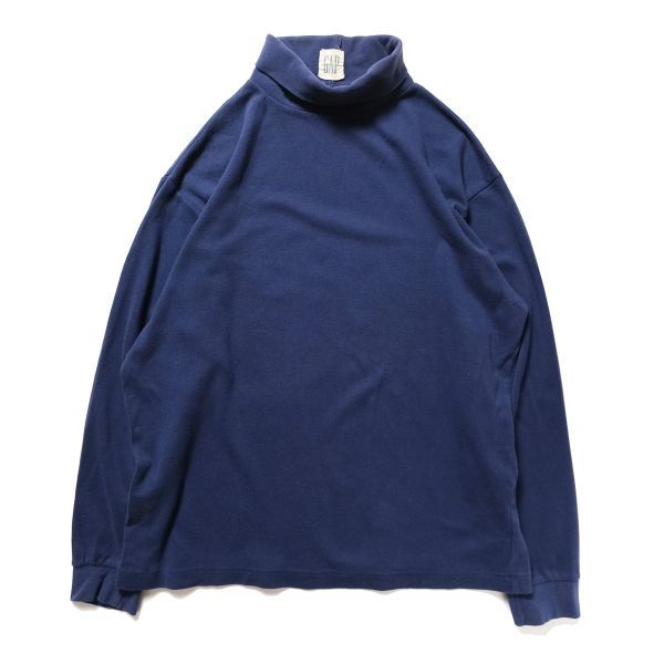 90's ギャップ GAP タートルネック コットン ロングスリーブ Tシャツ 長袖 (L) 紺 ロンT 無地 90年代 アメリカ製 旧タグ オールド Y2K_画像1