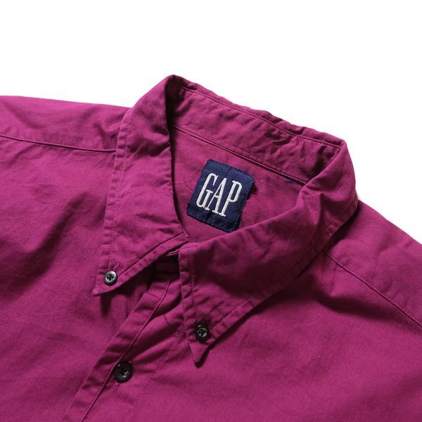 レア 90's ギャップ GAP コットン ツイル ボタンダウンシャツ 長袖 (XL位) 紫系 無地 90年代 旧タグ オールド 青タグ デカタグ Y2K_画像8