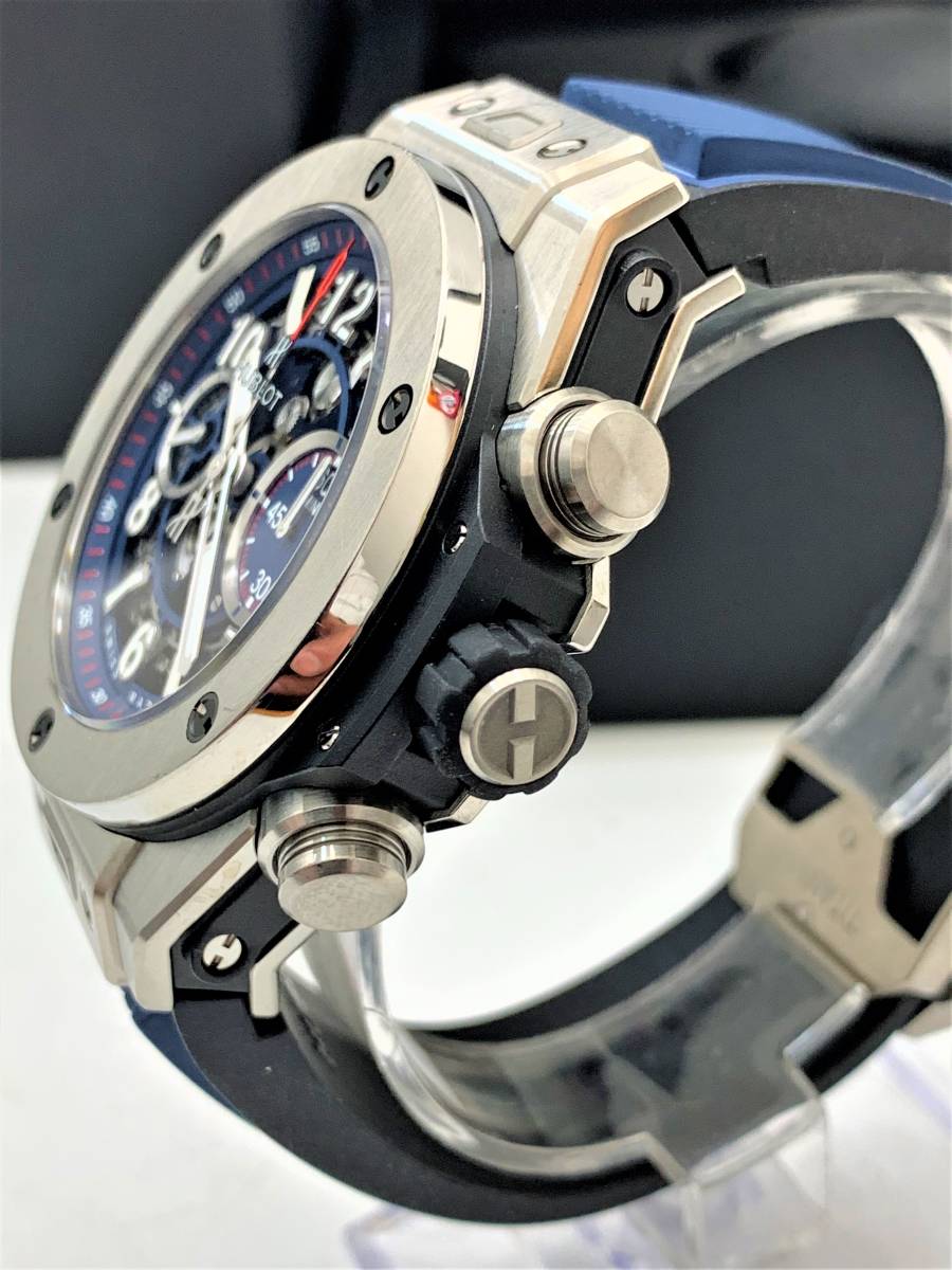 美品 HUBLOT ウブロ ビッグ・バン ウニコ チタニウム ブルー [ 411.NX.5179.RX ] 動作確認済み 箱 保証書★