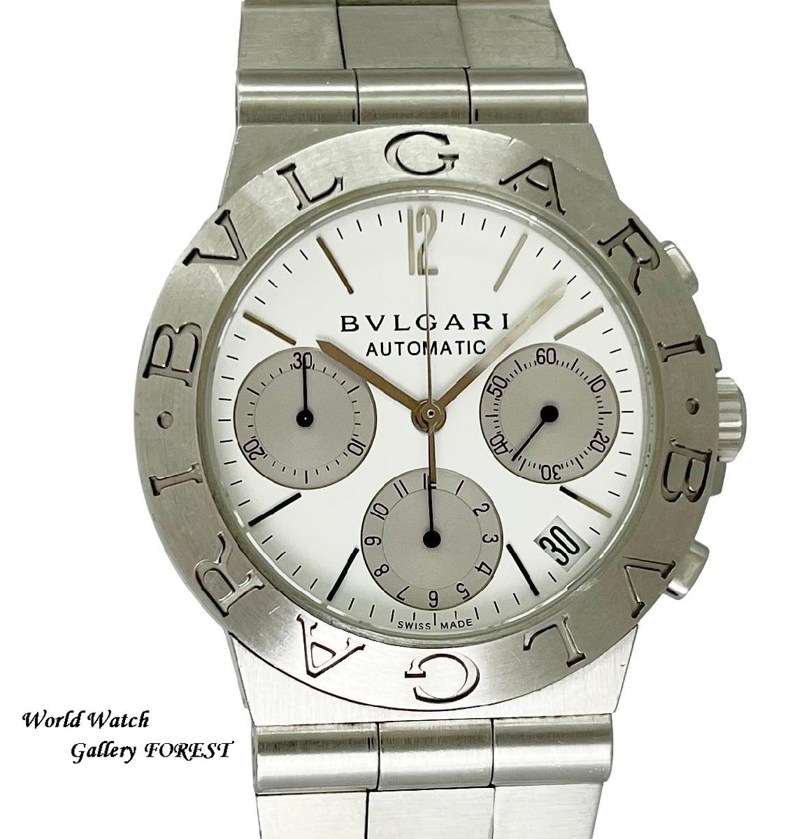 【ブルガリ BVLGARI☆ディアゴノ スポーツ】中古 メンズ腕時計 CH35S クロノグラフ 自動巻き 白文字盤