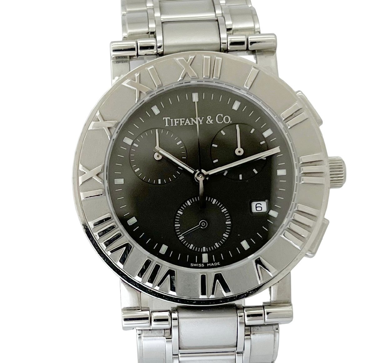 【ティファニー Tiffany＆Co☆アトラス 】クロノグラフ Z0002.32.10A11 クオーツ メンズ腕時計 グレー文字盤