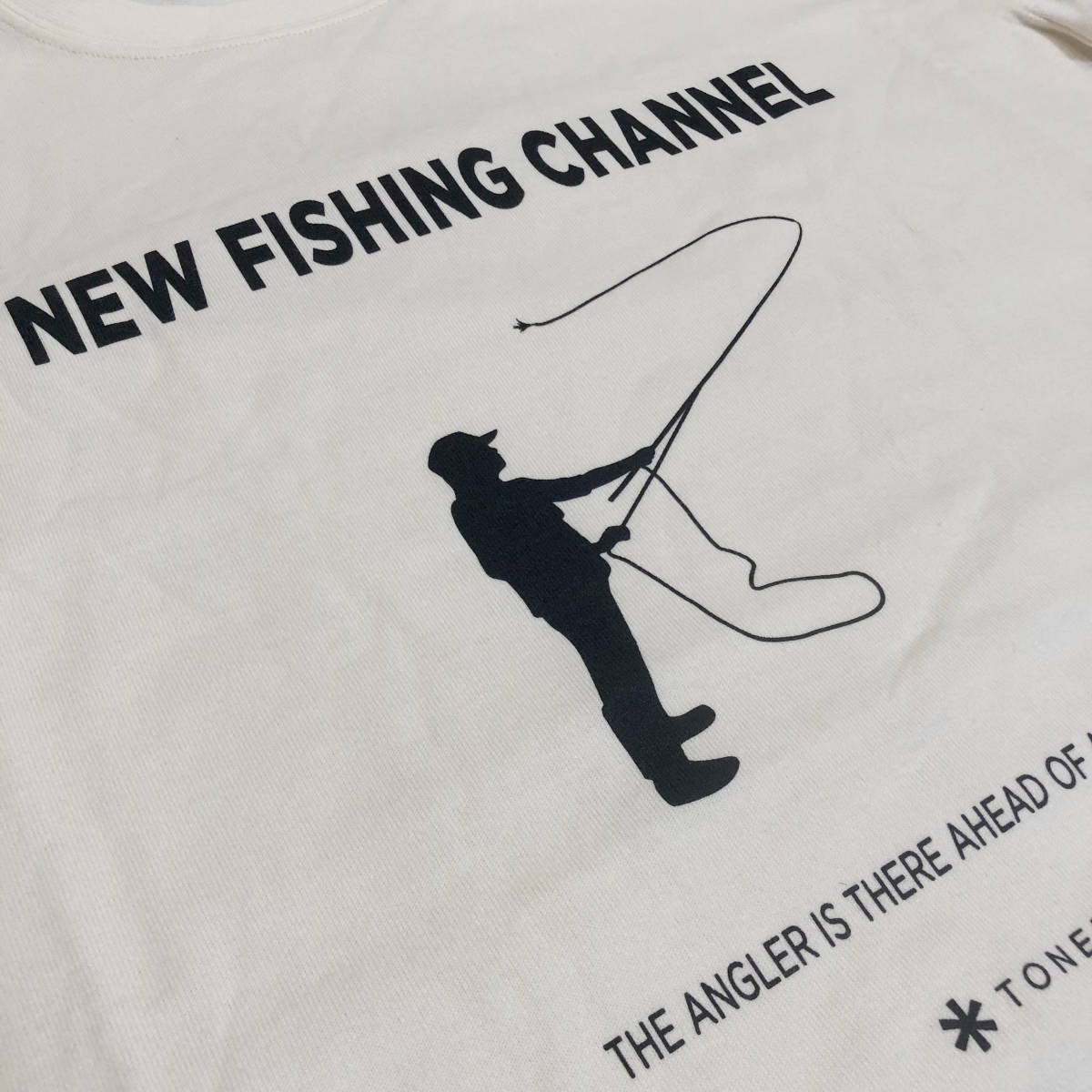 Snow Peak スノーピーク × TONEDTROUT Fishing Tshirt Tシャツ フィッシング プリント S 生成り メンズ A15_画像7