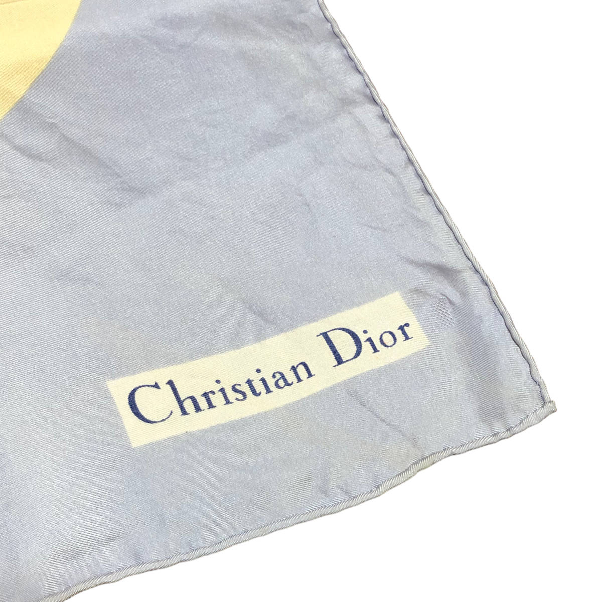 Christian Dior クリスチャンディオール 大判 スカーフ ショール D柄 シルク 水色 ST3_画像2