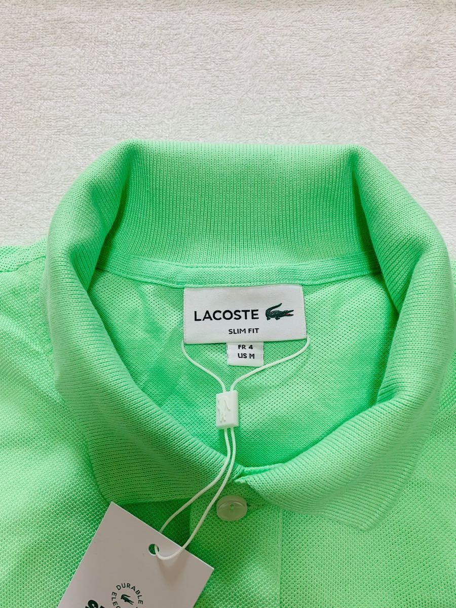 新品Lacoste ラコステ スリムフィット半袖 アメリカ Mサイズ オリジナル。日本未発売 ゴルフウエアポロシャツタグアリ