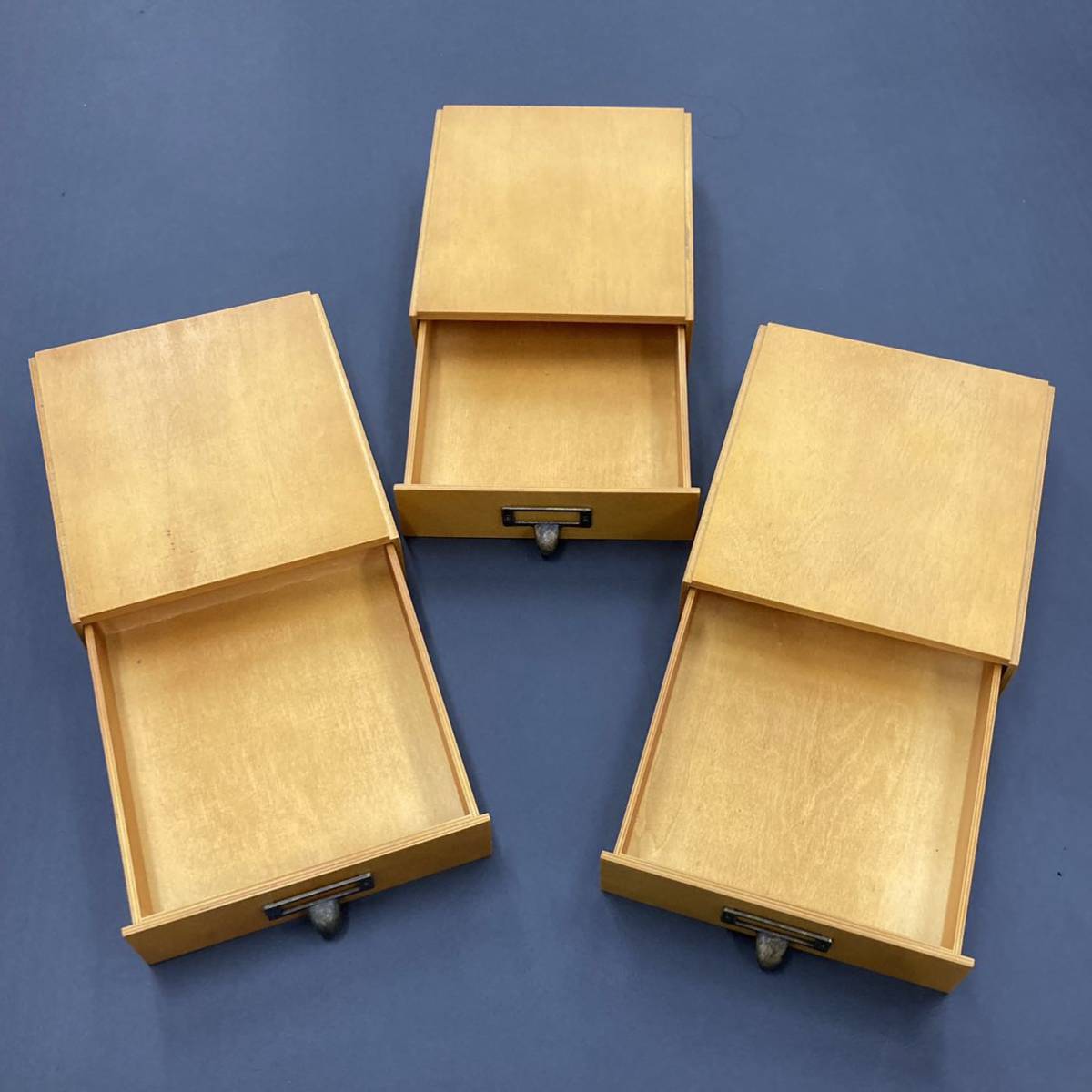 スタッキング 引き出し収納BOX 小物ケース ３段重ね 昭和レトロ ビンテージ 木製_画像5
