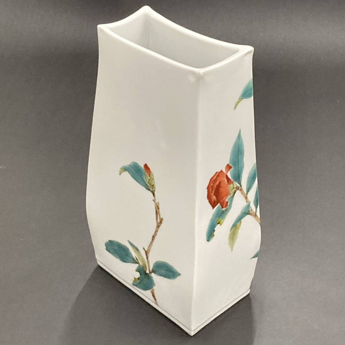 九谷焼 山田義明作 扁壺 花瓶 花鳥図柄
