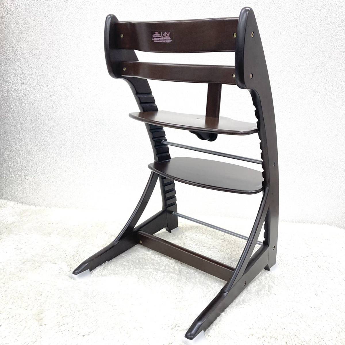ニトリ フリーチェア ジャスト2 天然木製椅子 ベビーチェア ハイチェア ブラウン_画像5