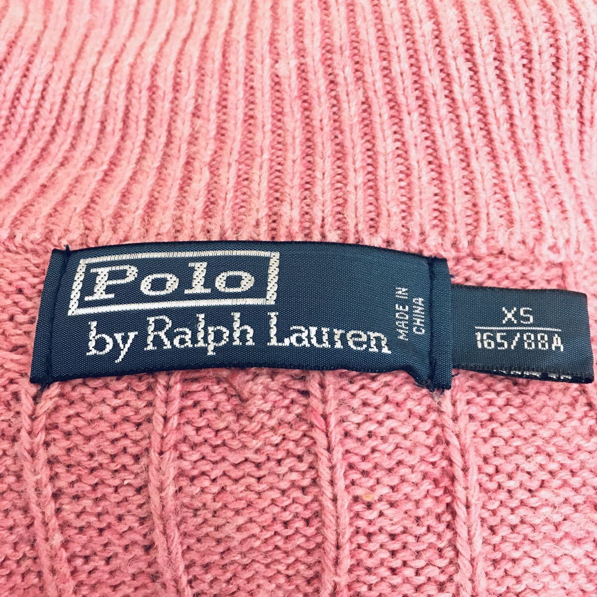 Polo by Ralph Lauren ポロバイ ラルフローレン ニットセーター ハーフジップ シルク100% ケーブル編み ポニー刺繍  ワンポイント サイズXS