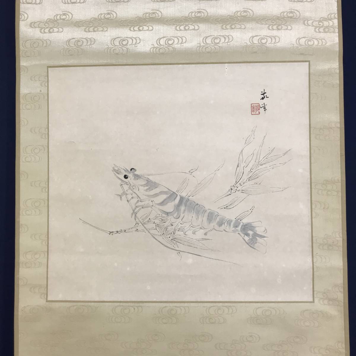 [ genuine work ]../.. sea . map / shrimp map / Japanese tiger prawn map / hanging scroll * Treasure Ship *AD-225