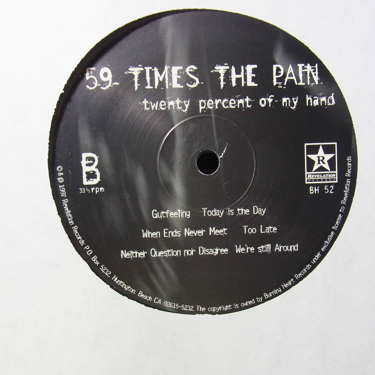 アナログ ●輸入盤～ 59 Times The Pain Twenty Percent Of My Hand レーベル:Burning Heart Records BH052_画像4