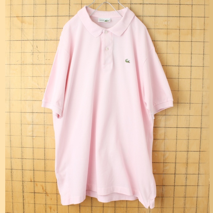 70s 80s フランス製 フレンチラコステ Lacoste 半袖 ポロシャツ ピンク メンズL相当 ワンポイント ヨーロッパ古着