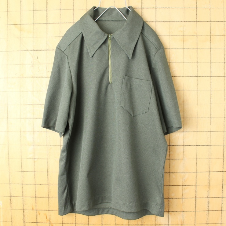 贅沢品 ハーフジップ USA 70s 60s ポロ アメリカ古着 ポリエステル