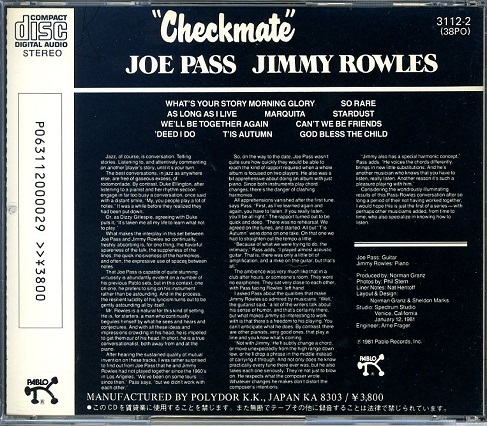 JOE PASS & JIMMY ROWLES / CHECKMATE_画像2