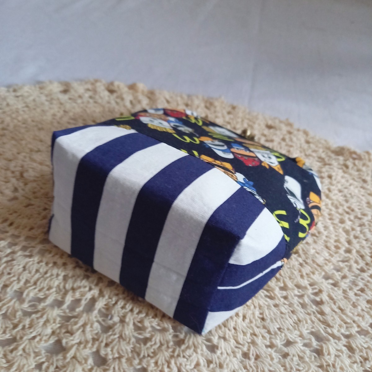  handmade * rare McDonald's dark blue & stripe. bulrush . pouch 