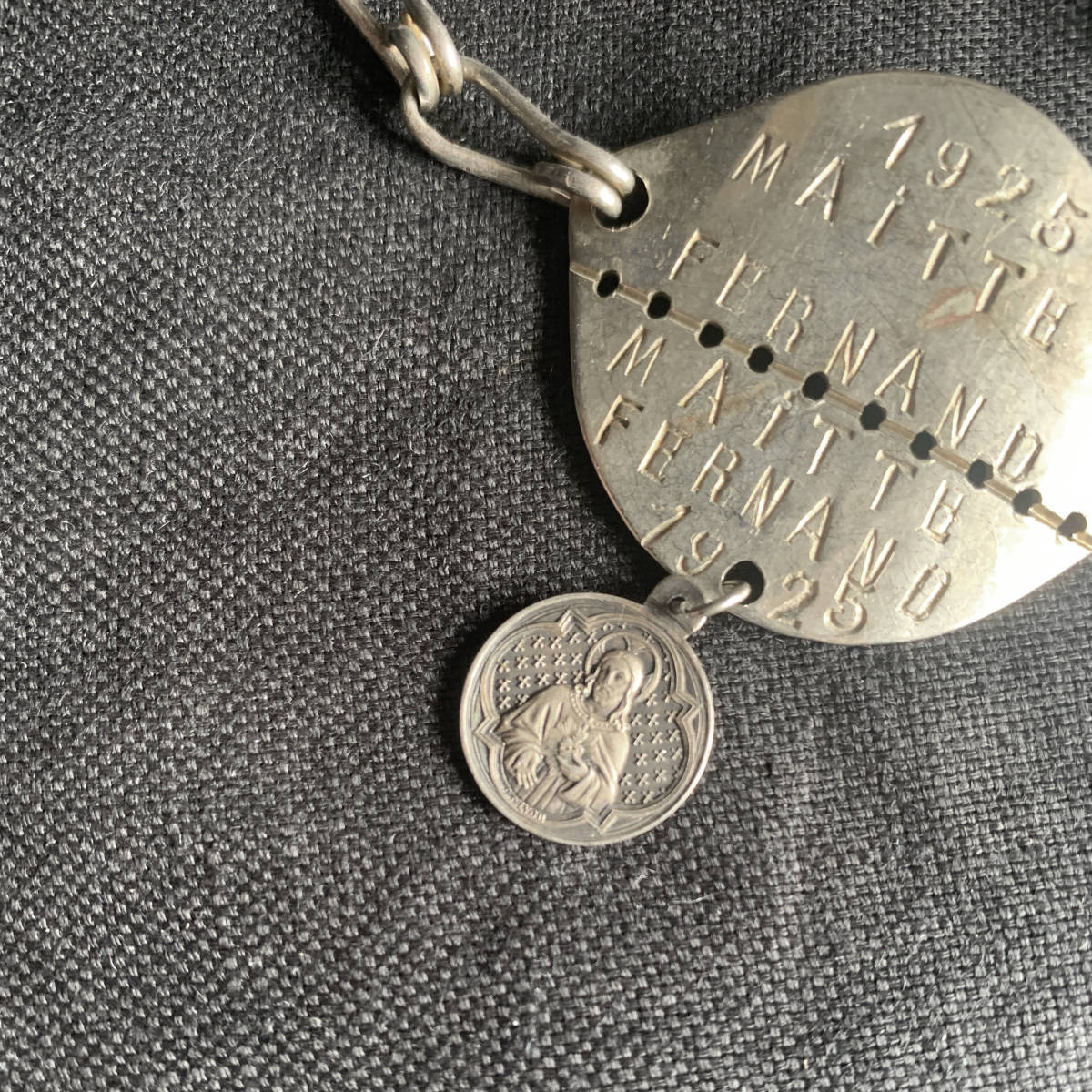 フランス軍 1925s ドッグタグ メダイ付き ブレスレット チェーン WW1