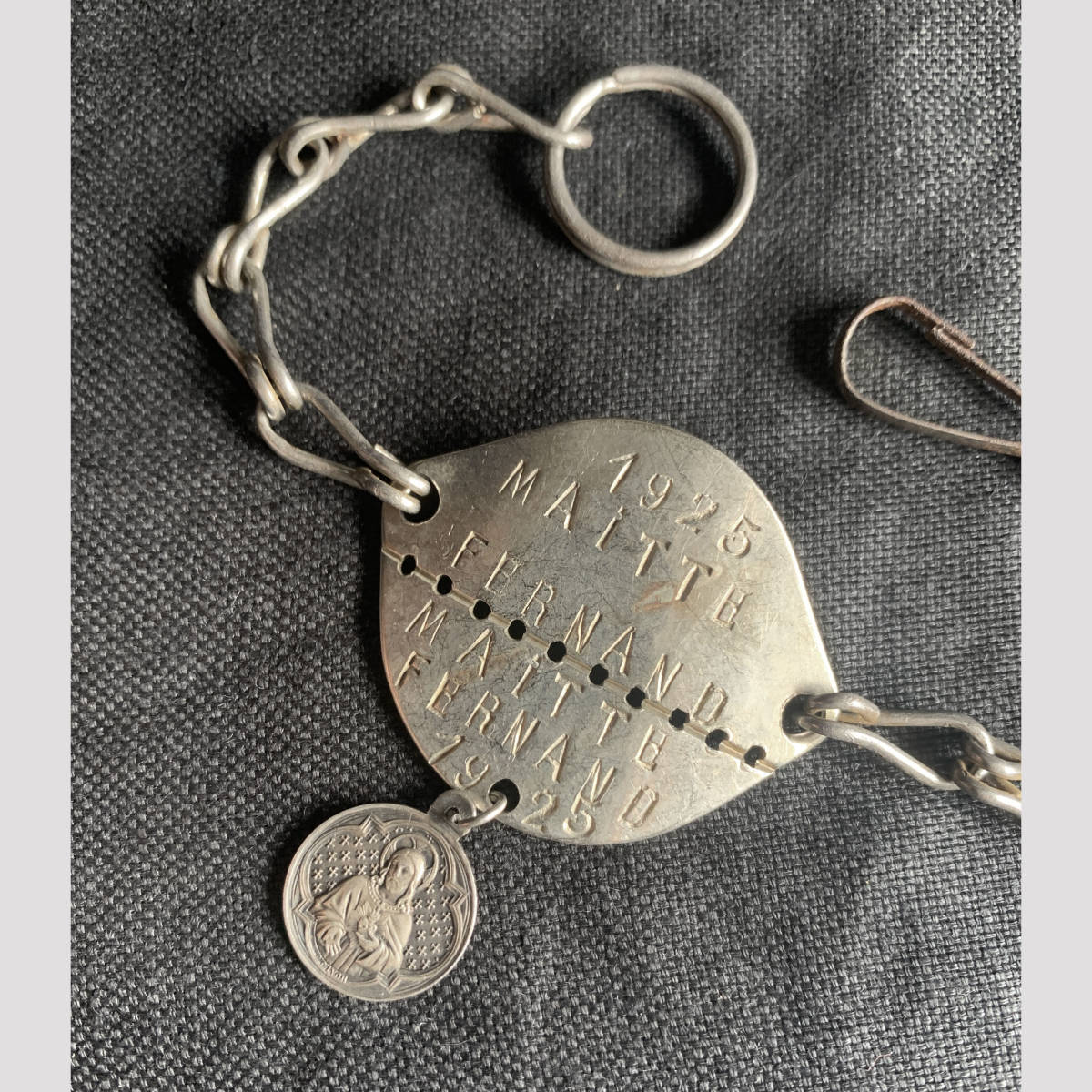フランス軍 1925s ドッグタグ メダイ付き ブレスレット チェーン WW1