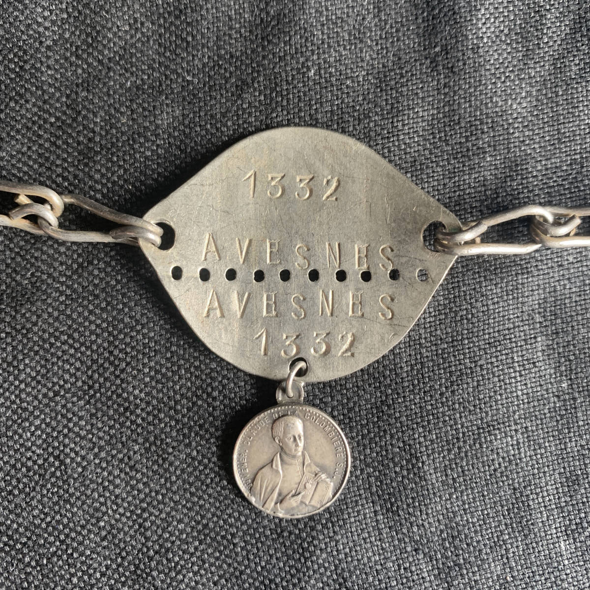フランス軍 1925s ドッグタグ メダイ付き ブレスレット チェーン WW1