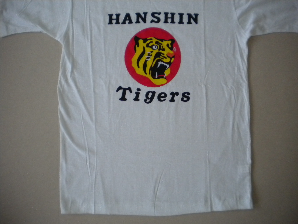 L ビンテージ HANSHIN TIGERS 阪神タイガース Tシャツ オールド デザイン レトロ 昭和 ホワイト_画像6