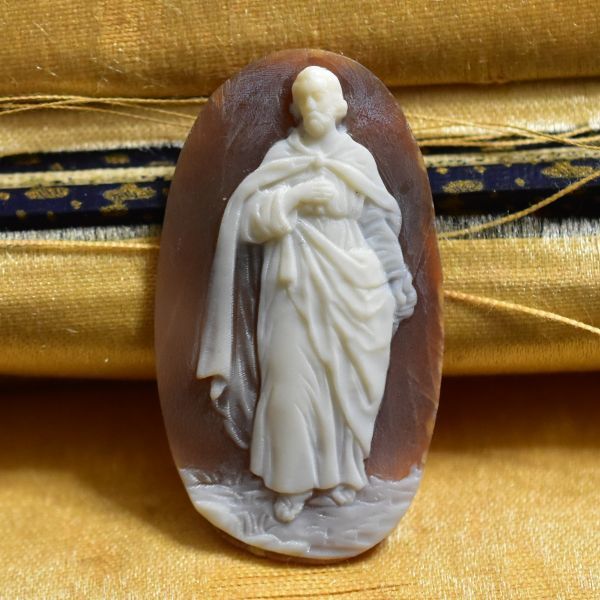 アンティーク 服のドレープが美しい 賢者のサードニクスシェルカメオルース/裸石 フランスより 19世紀 本物保証