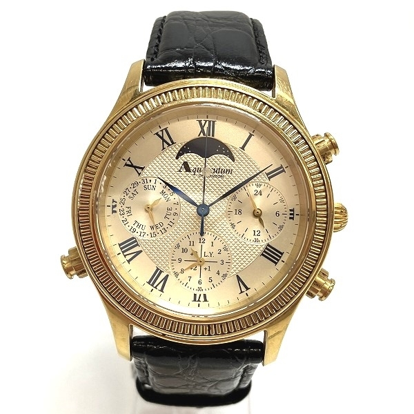 アクアスキュータム クォーツ クロノグラフ 150周年記念 グランドコンプリケーション 時計 腕時計 メンズ☆0324