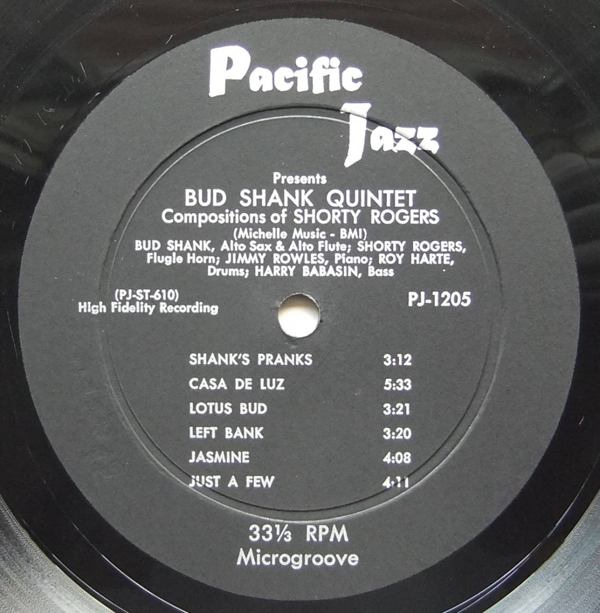 ◆ BUD SHANK Quintet / BUD SHANK & BILL PERKINS Quintet ◆ Pacific Jazz PJ-1205 (black:dg) ◆の画像3