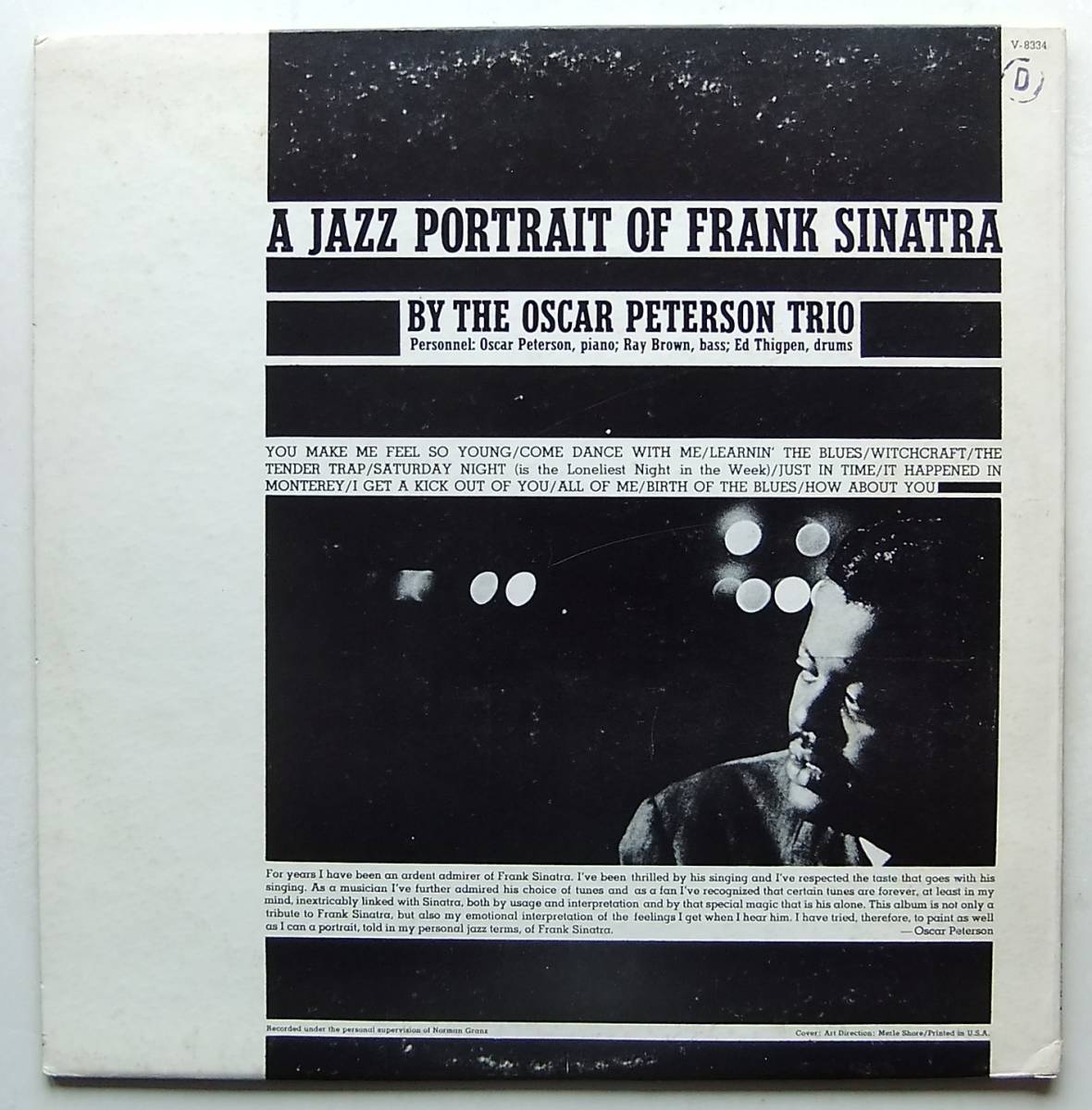 ◆ OSCAR PETERSON / A Jazz Portrait of Frank Sinatra ◆ Verve V-8334 (MGM) ◆_画像2