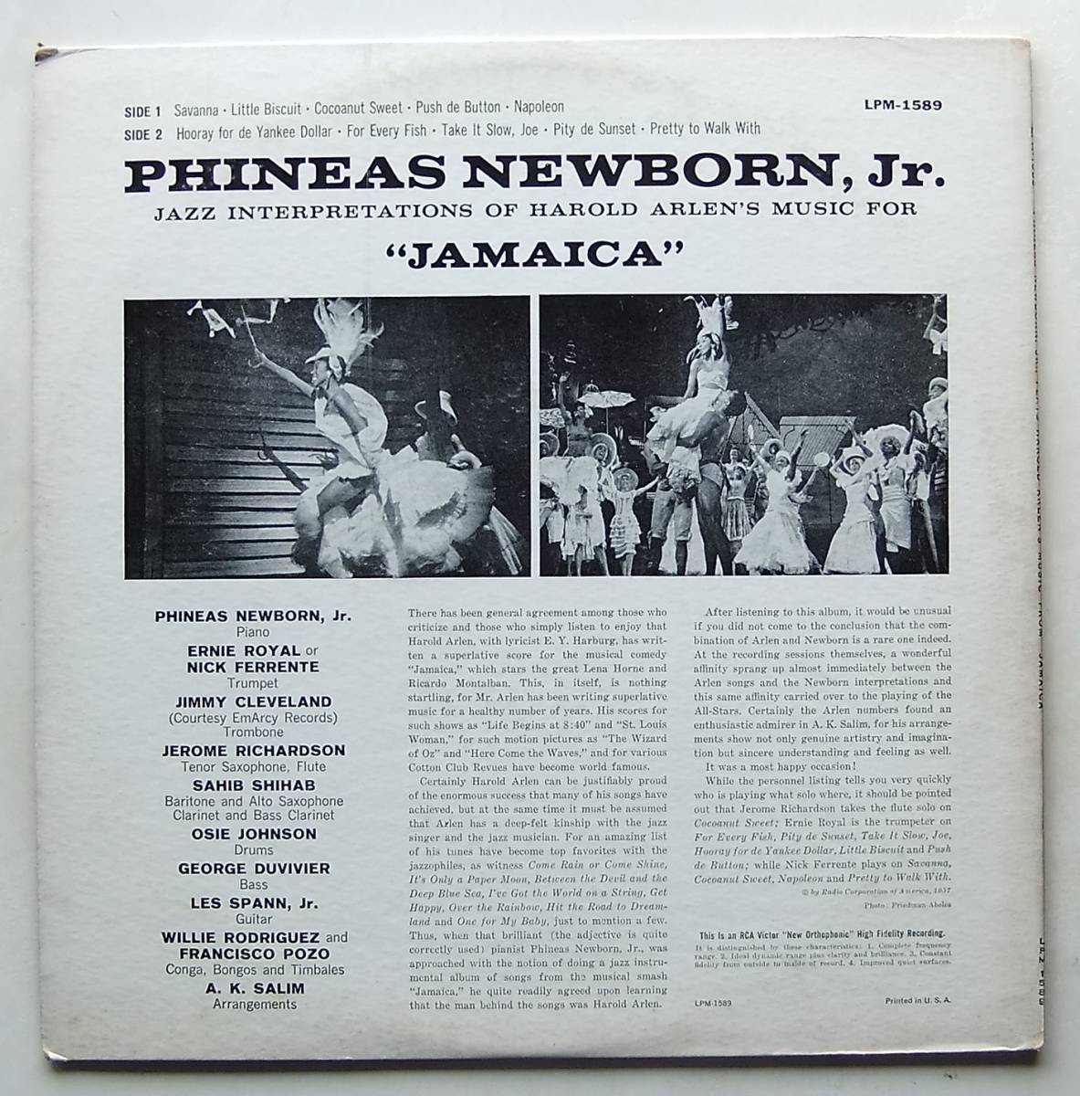 ◆ PHINEAS NEWBORN, Jr. / Jamaica ◆ RCA Victor LPM-1589 (dog:dg) ◆ V_画像2