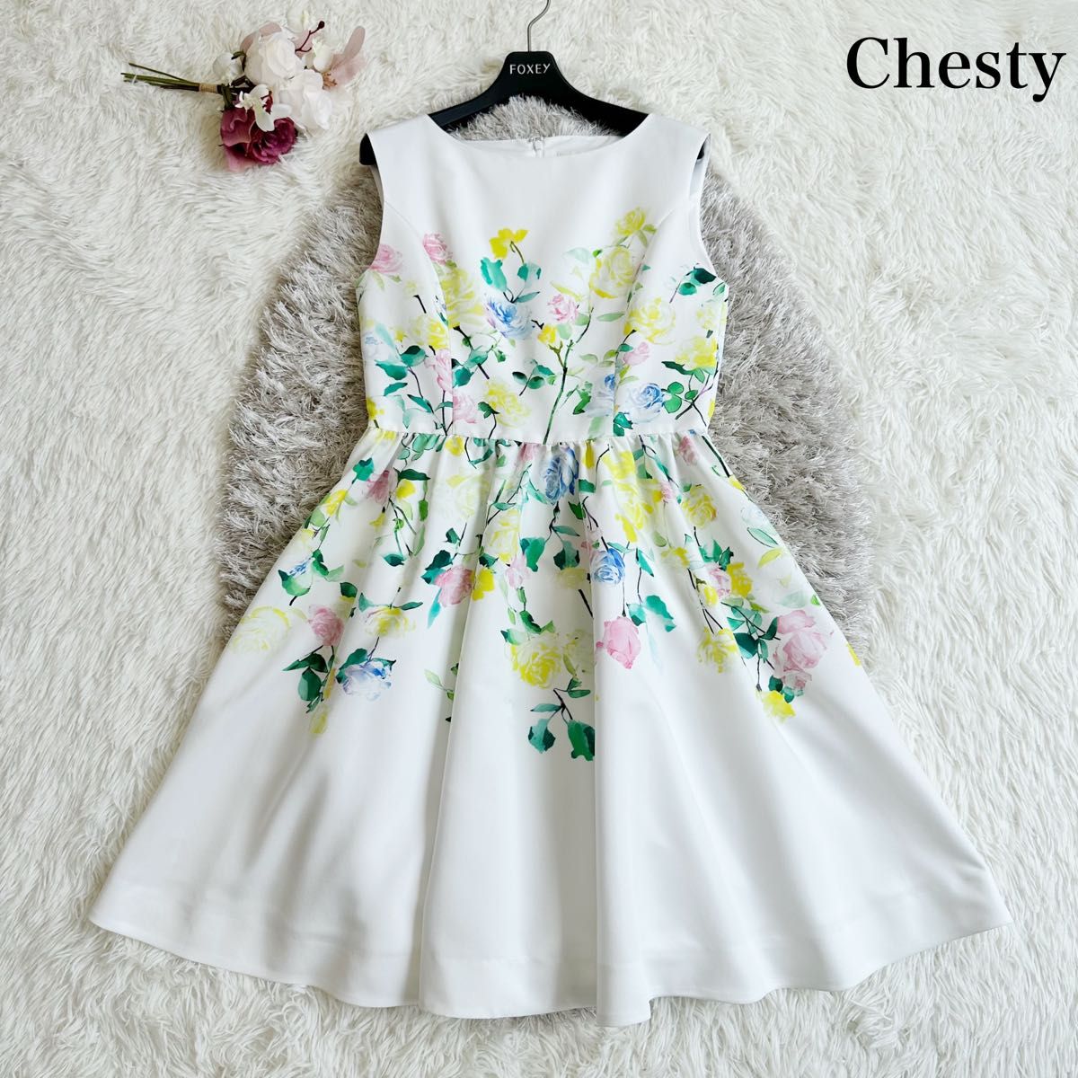 Chesty チェスティ 花柄 ワンピース ひざ丈 フラワープリント フレア M