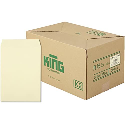 【在庫処分】 ソフトカラー 封筒 キングコーポレーション 角2 160209 500枚入 クリーム 封筒