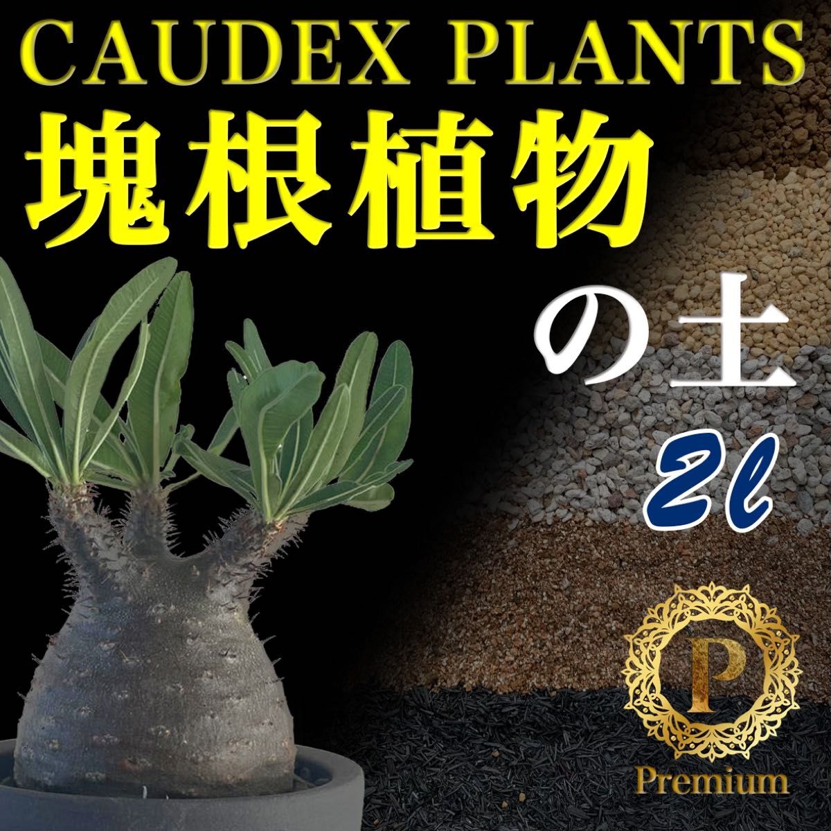塊根植物専用の土　Premium2㍑培養土　パキポディウム・アデニウム等