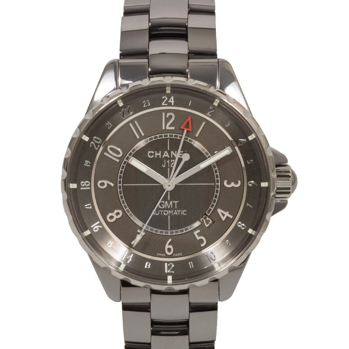 【1年間保証・OH済】CHANEL シャネル J12 クロマティック GMT H3099 チタンセラミック グレー文字盤×シルバー 自動巻き 腕時計