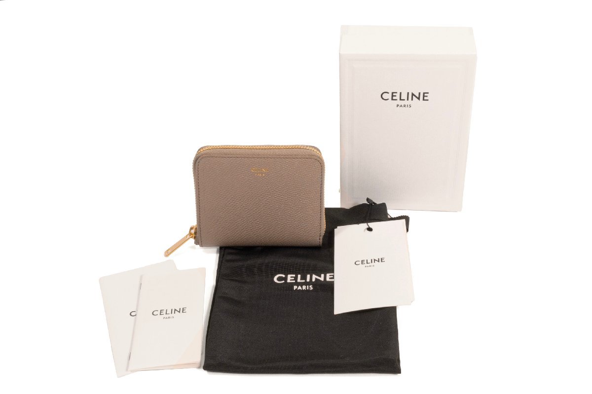 CELINE セリーヌ スモール ジップウォレット エッセンシャル 10L203BEL.10BL ミニ財布 グレインドカーフスキン ベージュ レディース_画像9