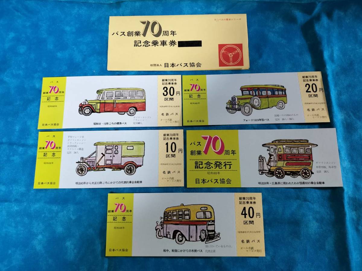 ⑧2・昭和48年・日本バス協会《バス創業70周年記念》名鉄バス乗車券_画像1