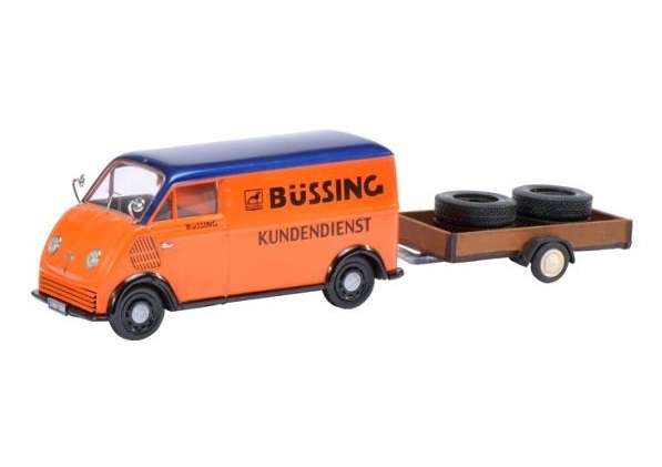 Schuco シュコー 1/43 　DKW Schnelllaster Bussing Kundendienst タイヤ積載トレーラー付