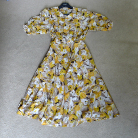 レトロ 60’s 70’s ワンピース　ドレス　黄色　Mサイズ　日本製　古着 イギリス蚤の市 フランスブロカント ヨーロッパ雑貨 524_画像4