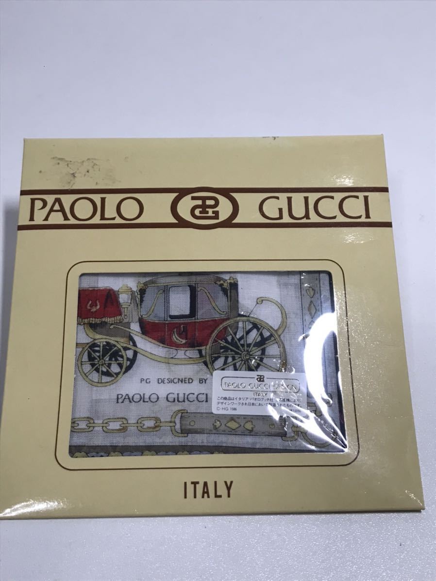 即決◆ 新品paolo gucci 馬車柄　ハンカチ　綿100% 42 x 42cm_画像5