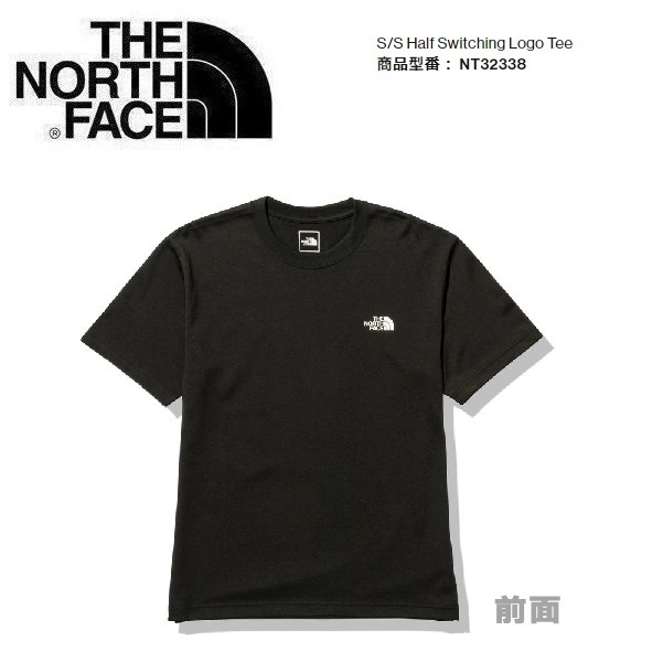 THE NORTH FACE ザノースフェイス ハーフスウィッチングロゴＴシャツ ブラック L　NT32338　メンズ　アウトドア　キャンプ