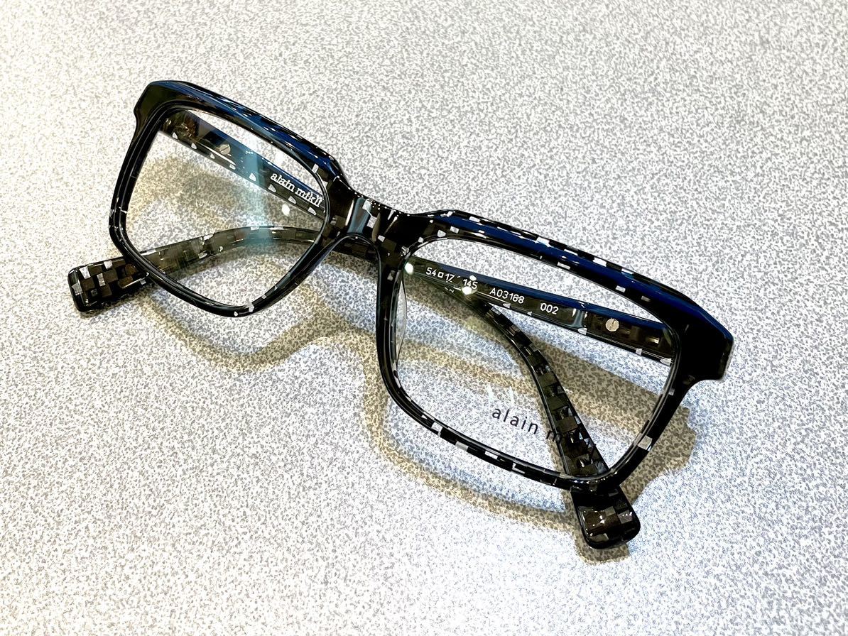 新品　alain mikli アランミクリ　イタリア製　ブランド　ハンドメイド　バネ蝶番　バネ丁番　セル　黒　ブラック　眼鏡　メガネ