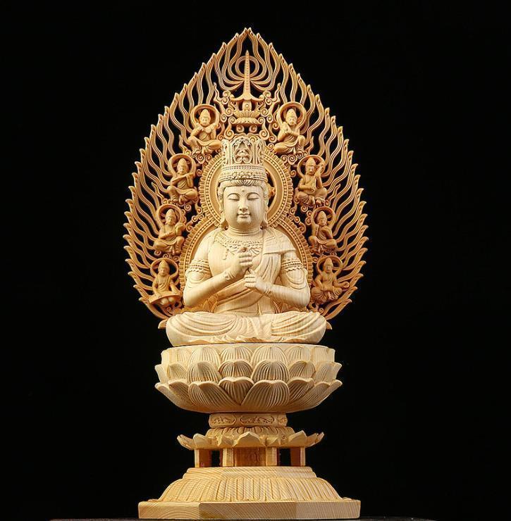 仏教美術精密彫刻仏像手彫り木彫仏像大日如来座像高さ約28cm－日本代購