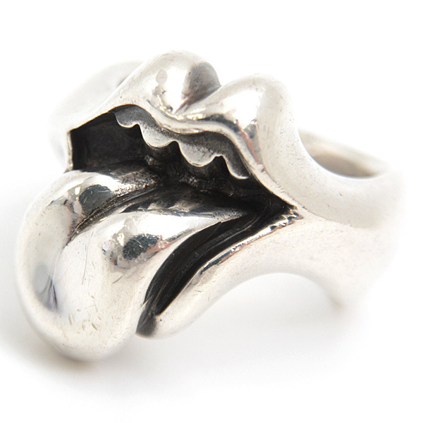 最高品質の リング ミディアム リップ＆タン メンズ 指輪 クロムハーツ 22.5号 中古 SV925 HEARTS CHROME シルバー インボイス付 指輪