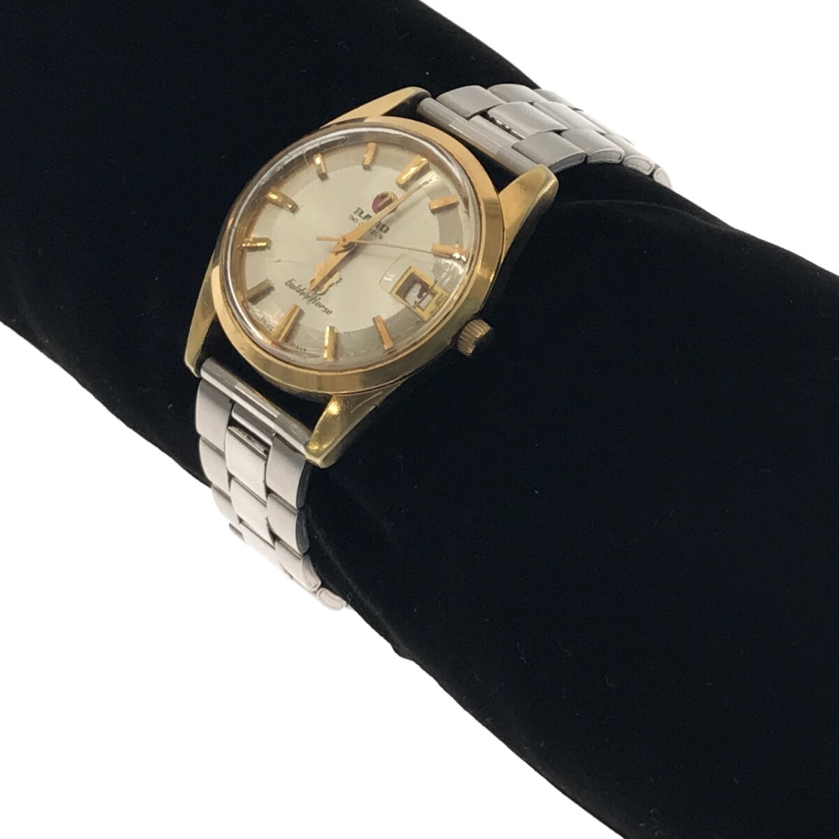 【稼働品】RADO Golden horse 11674 ラドー ゴールデンホース 自動巻き デイト 30石 タツノオトシゴ 3針 SS メンズ 腕時計 現状品 T1169_画像3