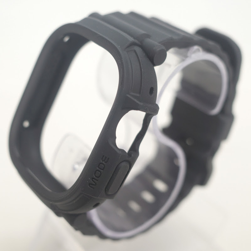 6007△ elkson 時計ベルト ケース一体型 Apple Watch用 49mm Ultra 対応 バンパーケースバンド 強化ガラス付き 保護 カバー 耐衝撃 ブラック JChere雅虎拍卖代购
