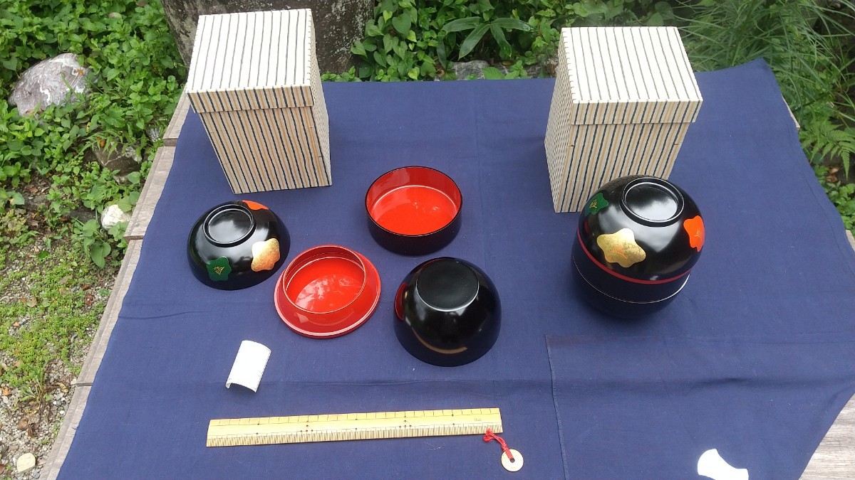  mountain middle lacquer ware plum writing sama Shingen . present two piece collection Showa era latter term original box storage goods beautiful goods 