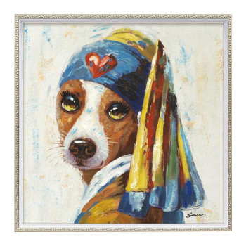 ユーパワー オイル ペイント アート 「青いターバンの犬」 OP-18029