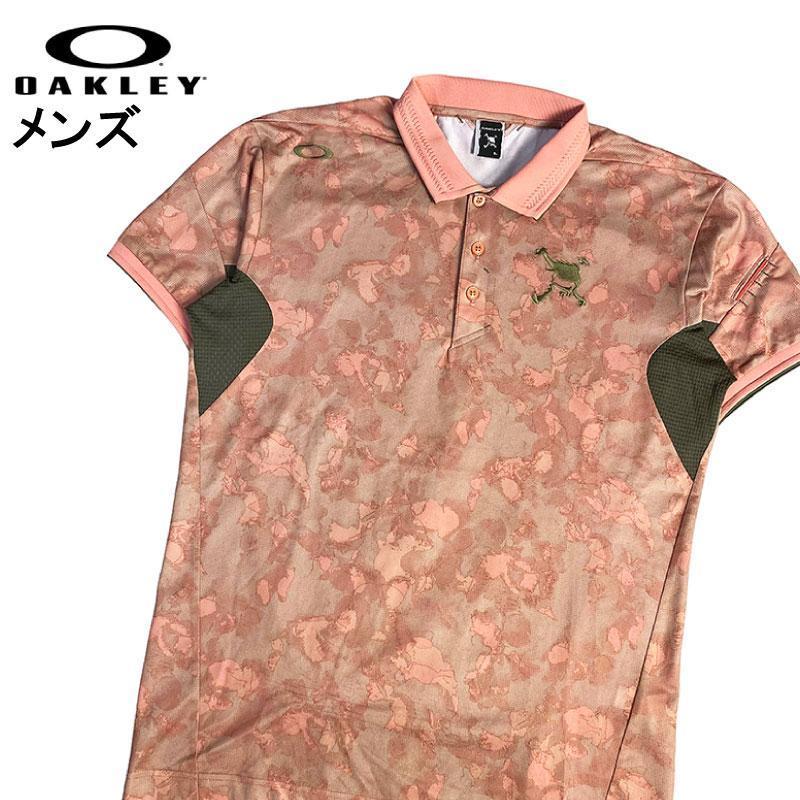 在庫有】 OAKLEY オークリー 半袖ポロシャツ 総柄 ピンク L オークリー