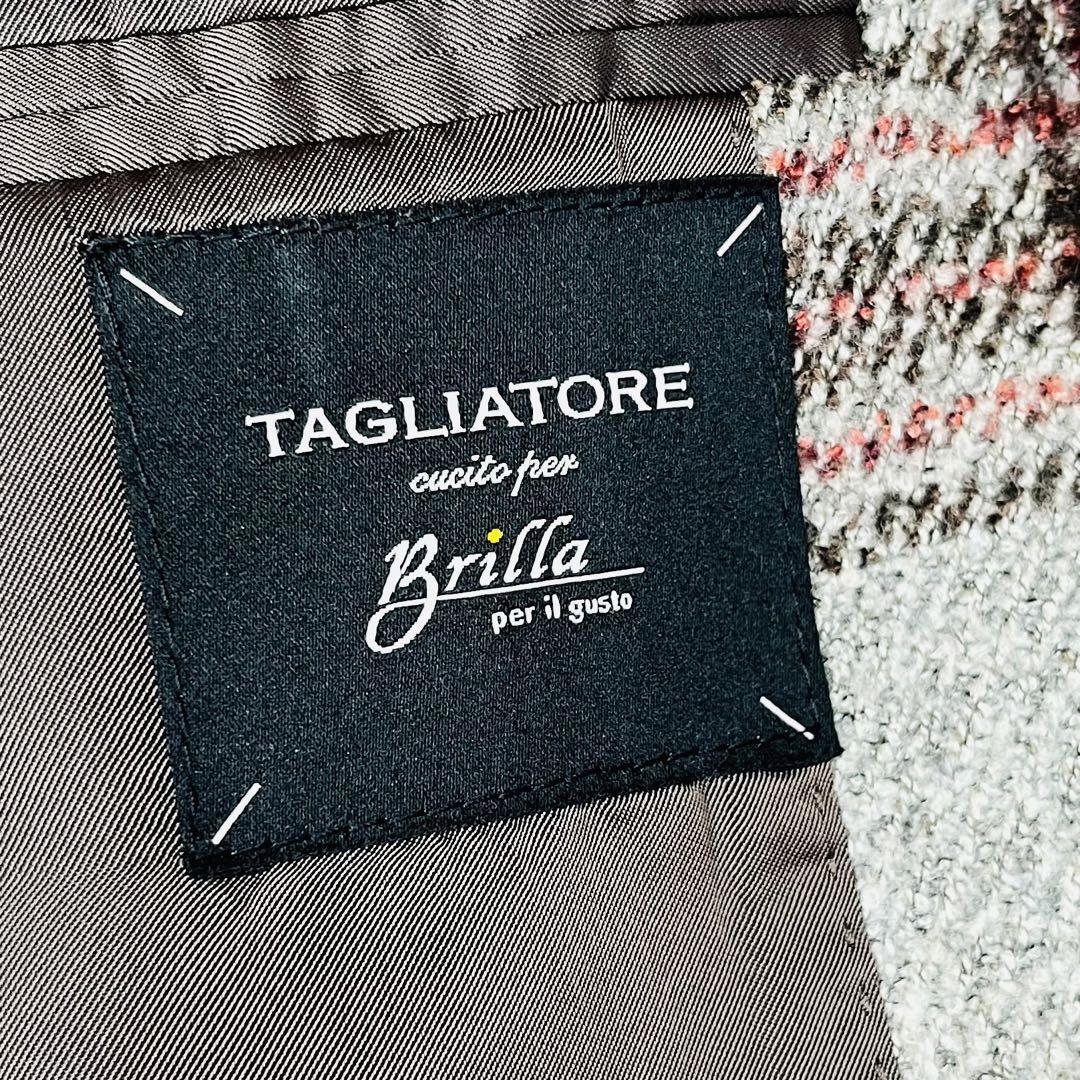 TAGLIATORE Brillaテーラードジャケット チェック 毛絹麻 46-