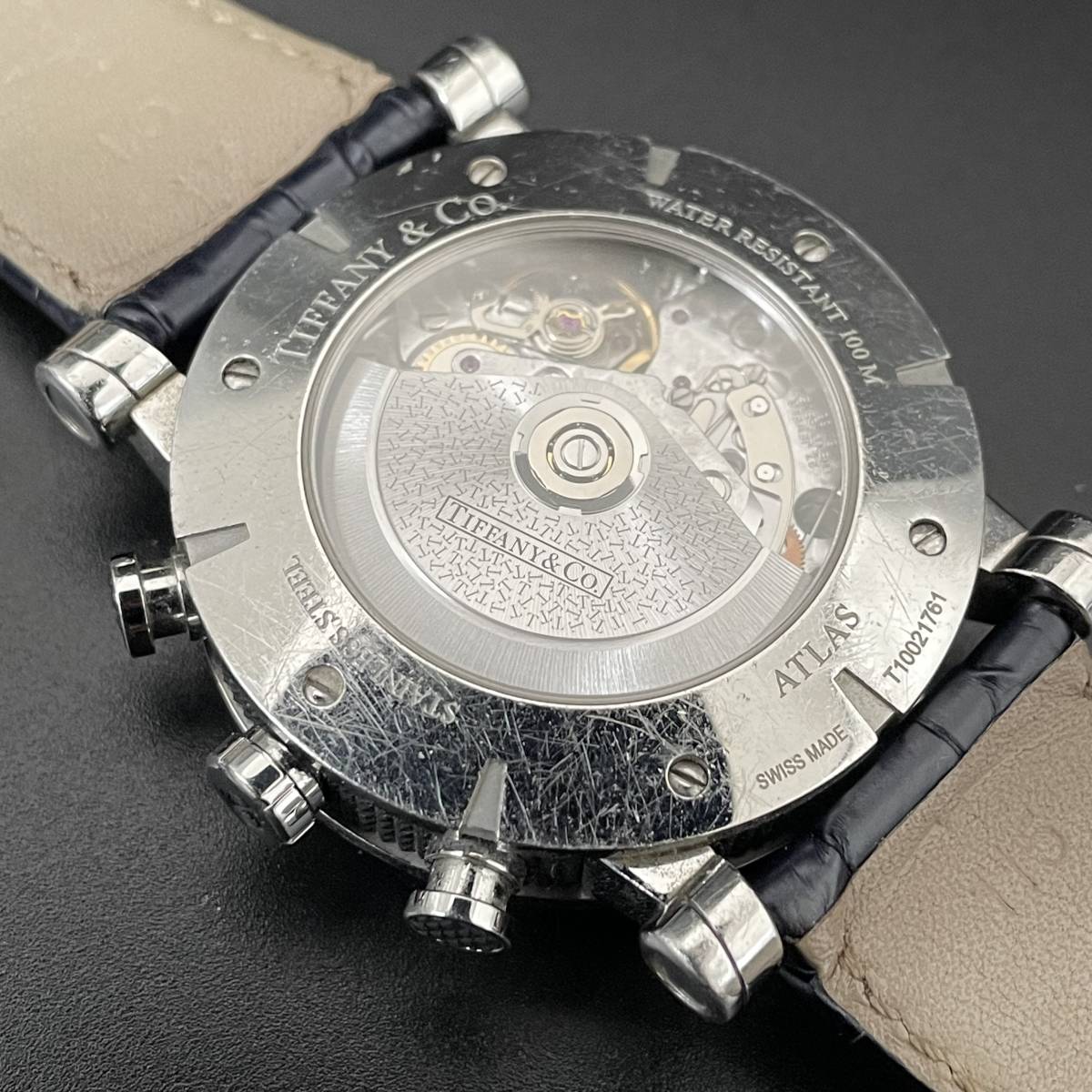 [ gorgeous ] Tiffany /TIFFANY&CO/ silver / Atlas jentoZ1000.82/42./ men's wristwatch / self-winding watch / chronograph / Panda dial / original 